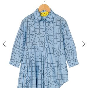 Off-White Kids Blue Patterned Button Down Shirt
